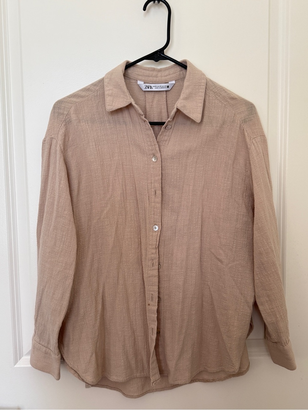 Zara Women's Beige Button-Down Shirt